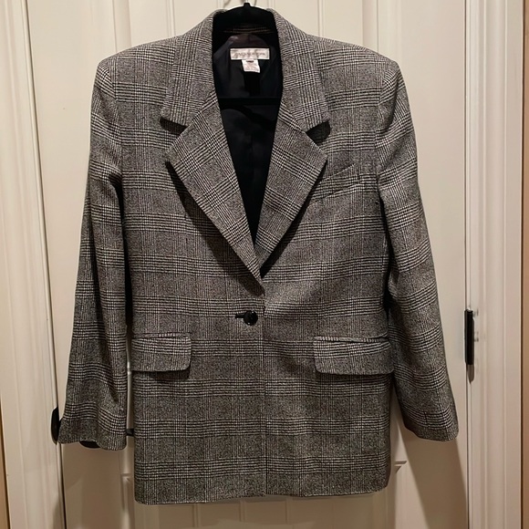 Jones New York 10 Tweed Jacket Black&White,Single-Breasted Detailing sleeve cuff - Picture 14 of 14